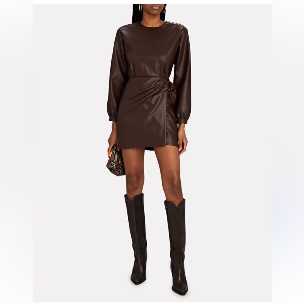 Intermix Women Lorelai Brown Vegan leather mini dress (flawed) size 2